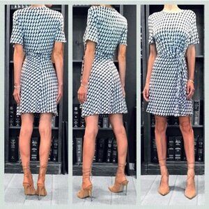 NWOT Diane von Furstenberg Tabitha Stretch Jersey Dress in Blue with Sashed Tie